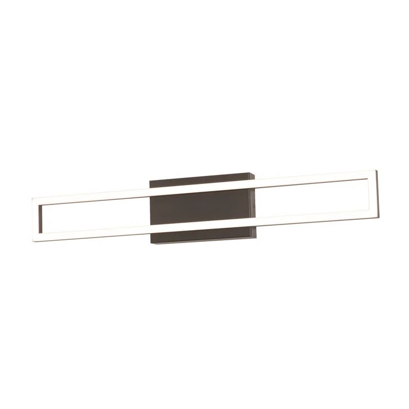 Zola Black Steel LED Vanity Light with White Acrylic Lens, 13.77 in