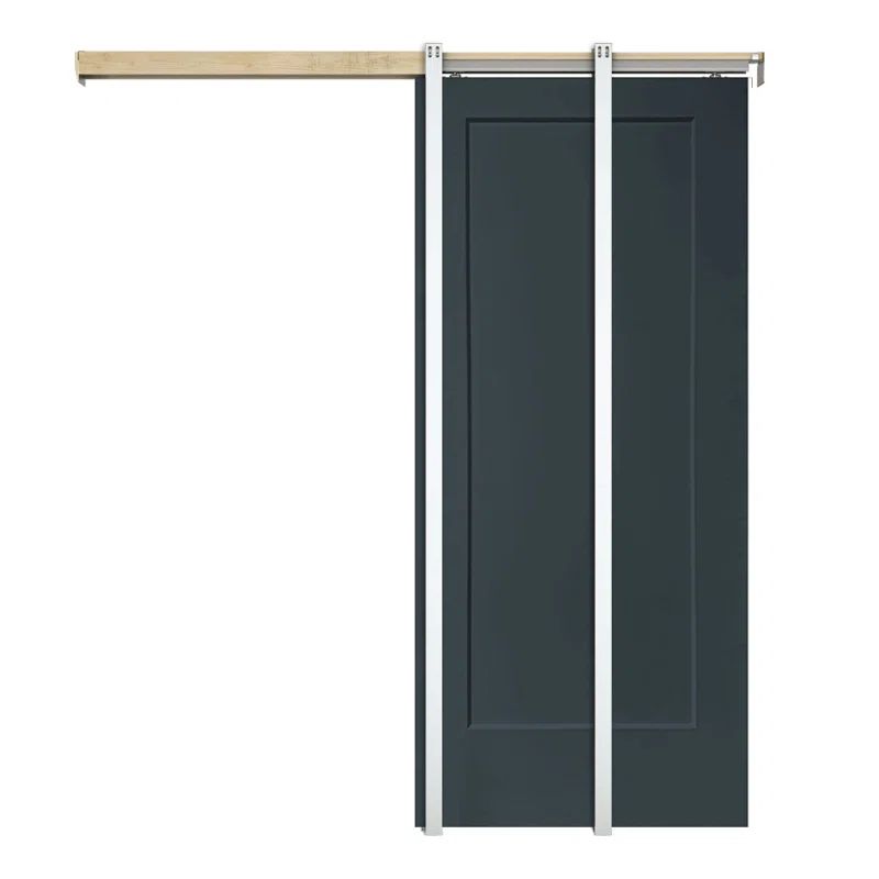 Charcoal Gray 36" x 80" Composite Pocket Door with Aluminum Frame
