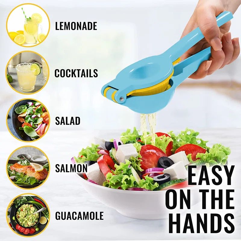 Cool Blue and Yellow Aluminum Manual Citrus Juicer