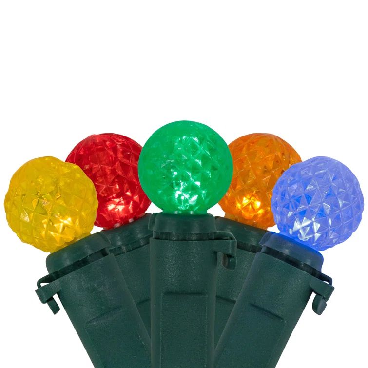 Multicolor LED G12 Berry Christmas Lights with Green Wire, 50 Count