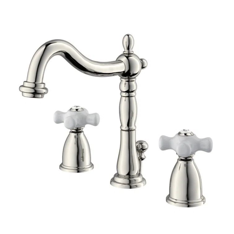 Heritage Polished Brass Widespread Bathroom Faucet with Drain Assembly