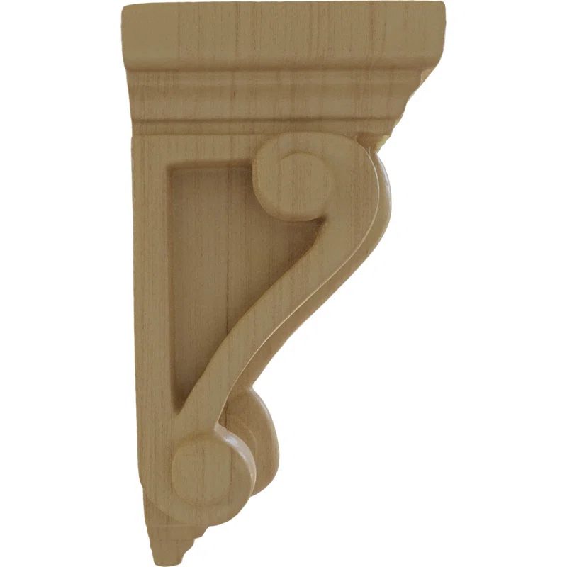 Devon Traditional Rubberwood Hand-Carved Corbel, 9.5" Height