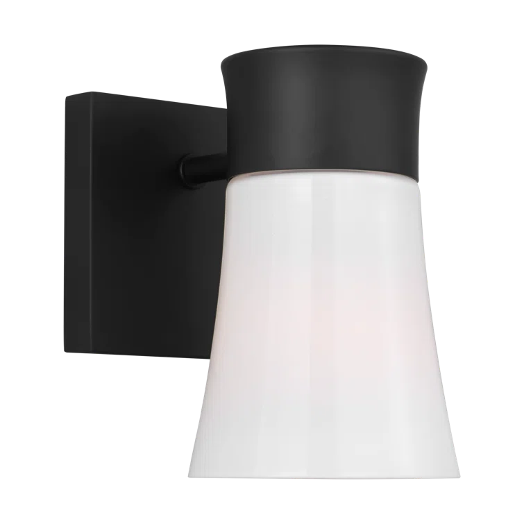 Roy Midnight Black Small Vanity Light with Milk Glass Shade