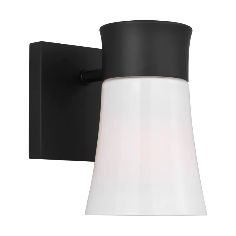 Roy Midnight Black Small Vanity Light with Milk Glass Shade