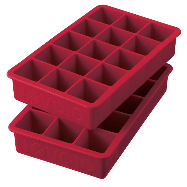 Cayenne Red Silicone Ice Cube Tray Set for Whiskey and Cocktails