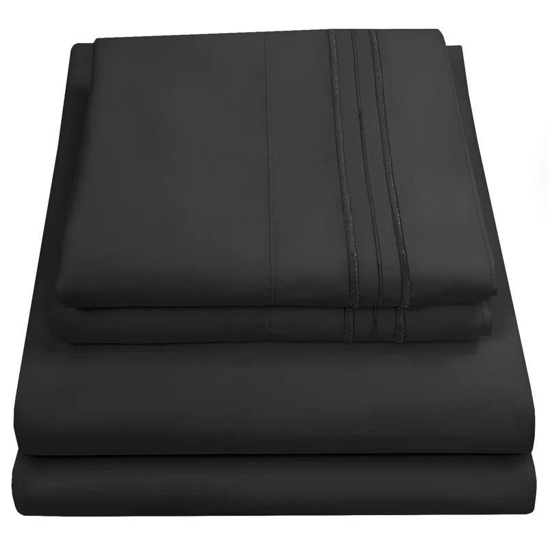 Twin XL Black Deep Pocket Microfiber Sheet Set