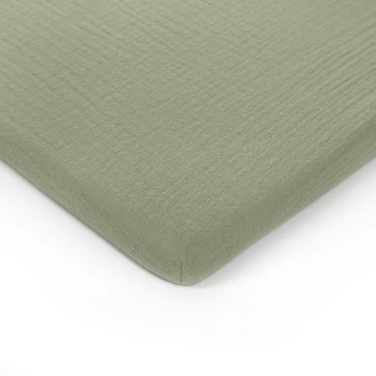Sage Cotton Muslin Fitted Bassinet Sheet for Baby