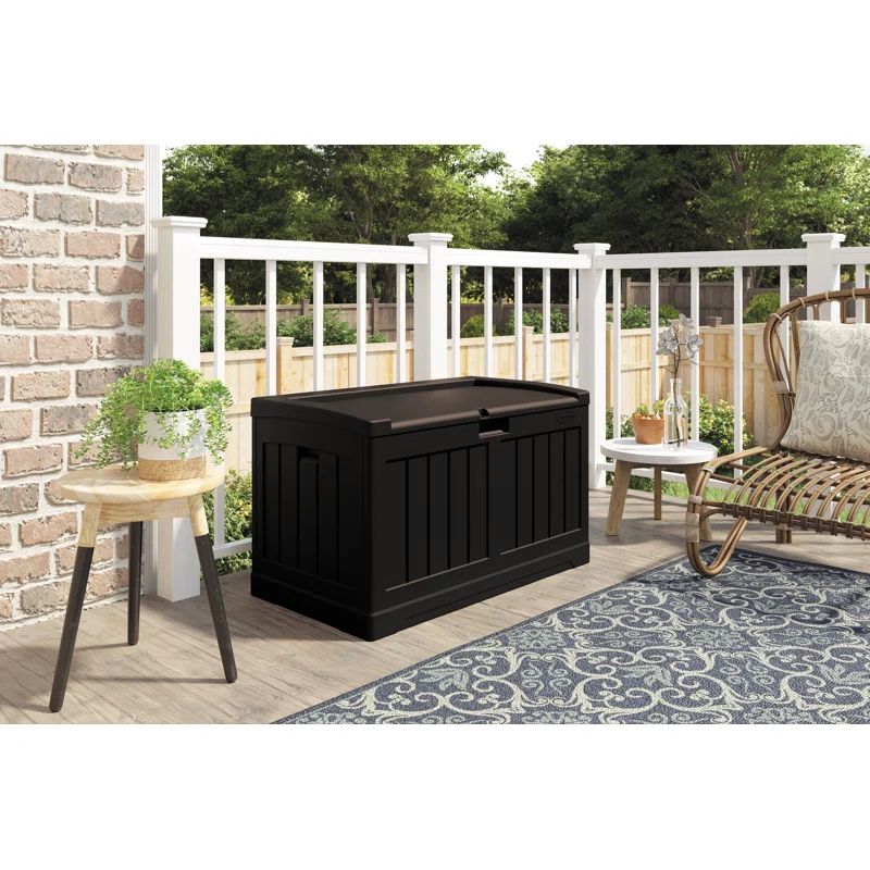 Java 50 Gallon Lockable Plastic Deck Box with Seat