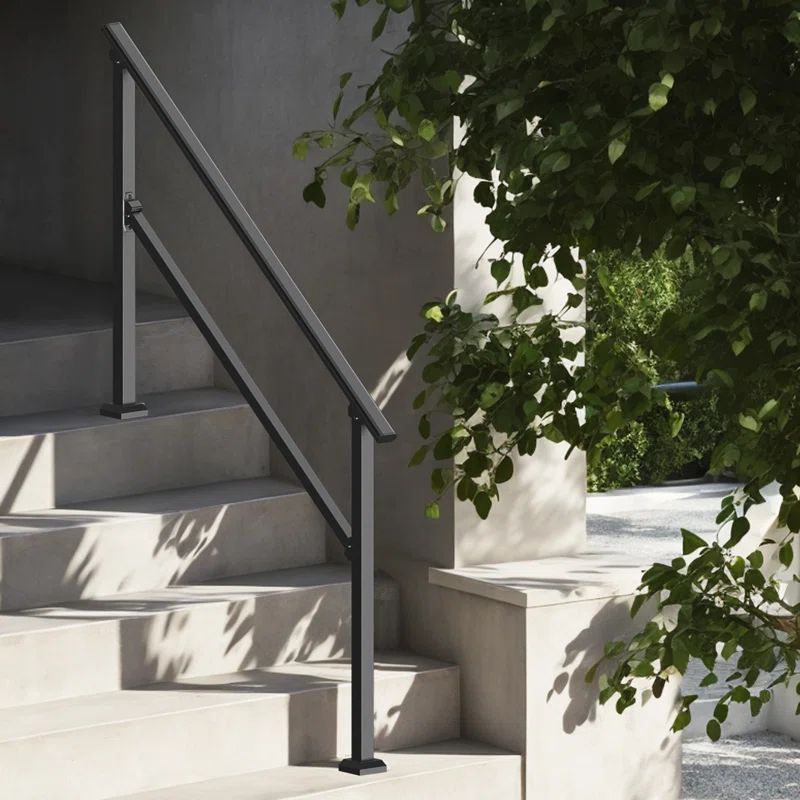 Black Stainless Steel Outdoor Handrail for 4-5 Steps