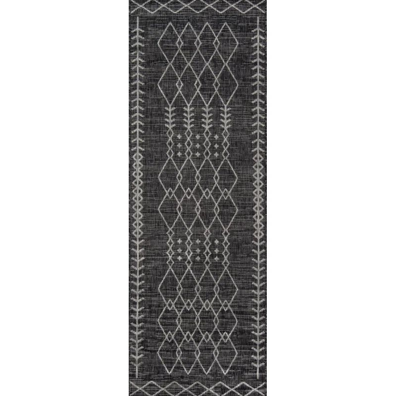 Charcoal Geometric Washable Synthetic Runner Rug 2' x 6'