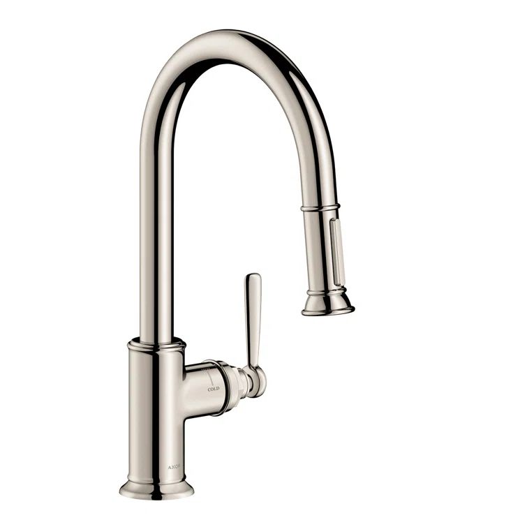 Classic Nickel Pull-Out Spray Kitchen Faucet with High Arc