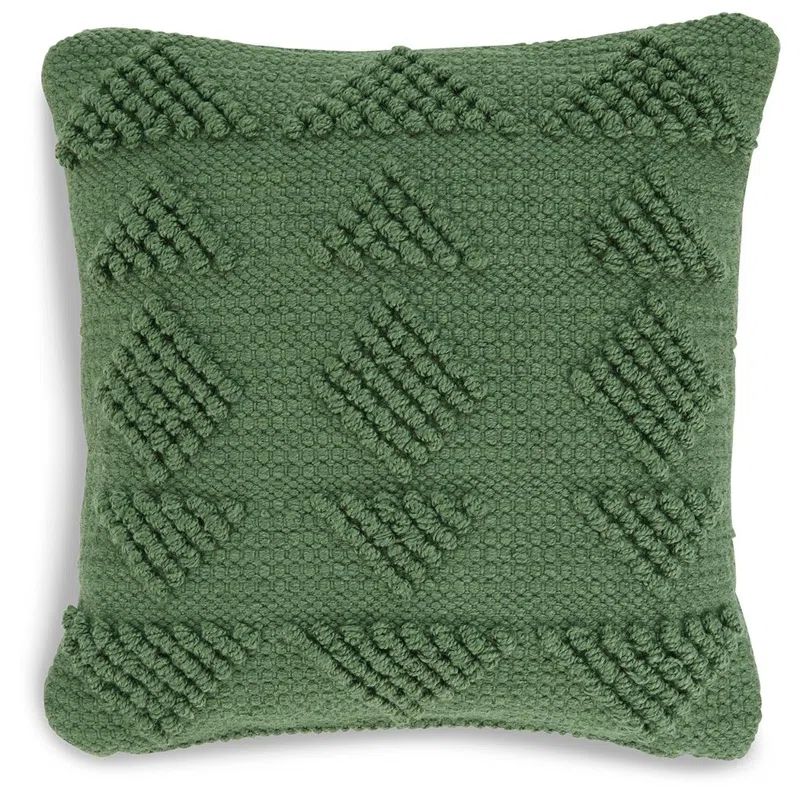 Green Handwoven Geometric 16" Square Indoor/Outdoor Pillow