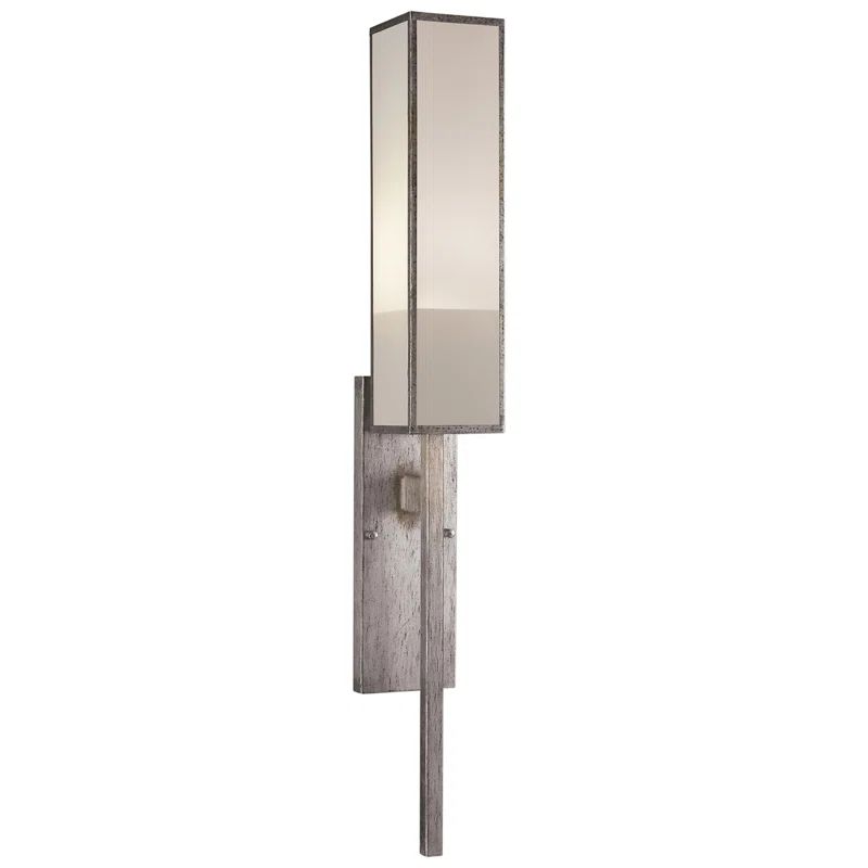 Elegant Bronze 33" Wall Sconce with White Crepe Shade