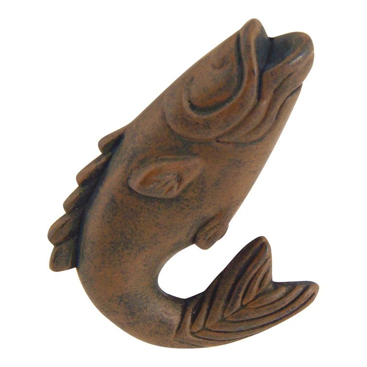 Rust Brushed Nickel Fish Designer Knob with Mounting Hardware