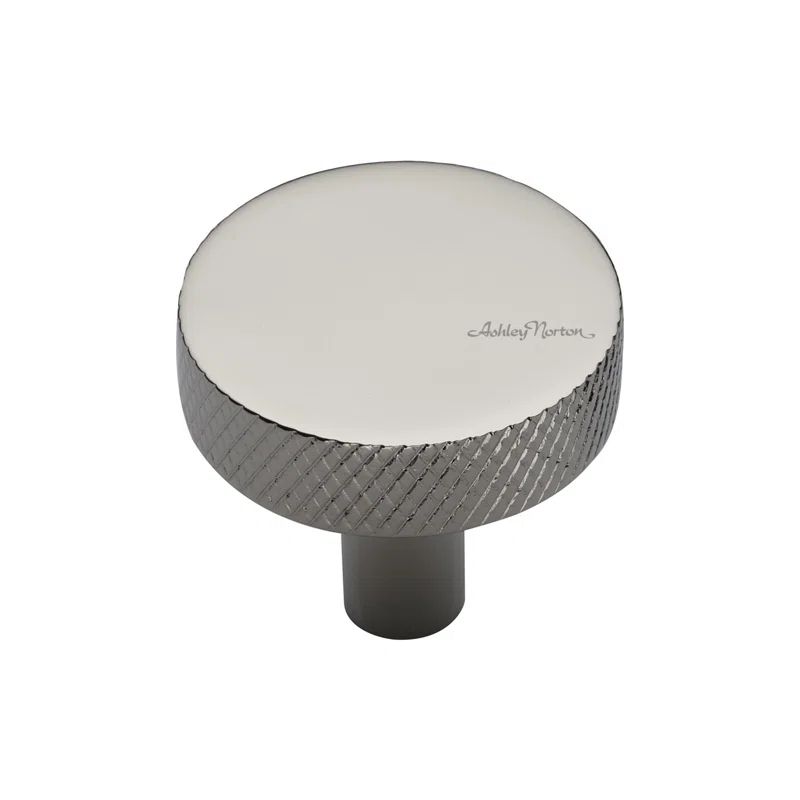 Polished Nickel Round Knurled Cabinet Knob with Mounting Hardware