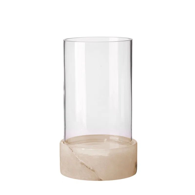 Charlotte Clear Glass & Brown Base Hurricane Candle Holder