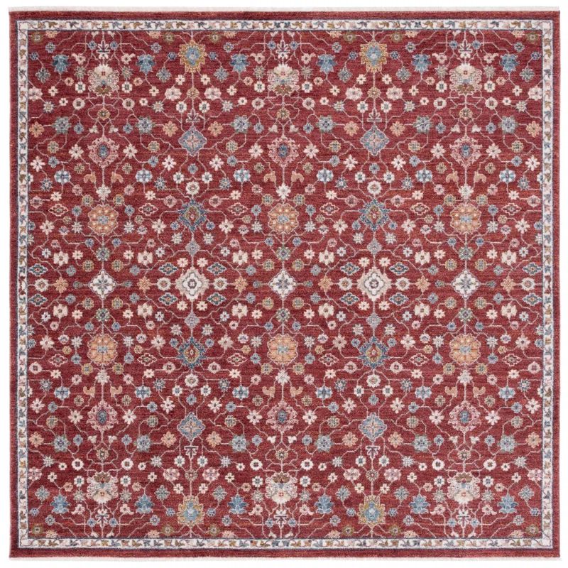 Kempton Red and Ivory Hand-Knotted Synthetic Square Rug