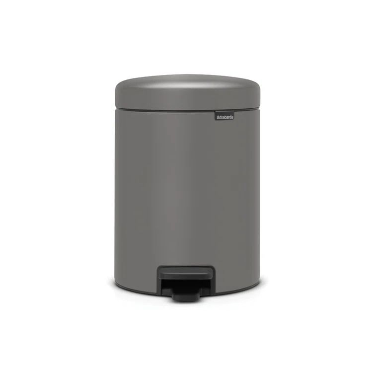 Mineral Concrete Gray Round Plastic Step-On Trash Can