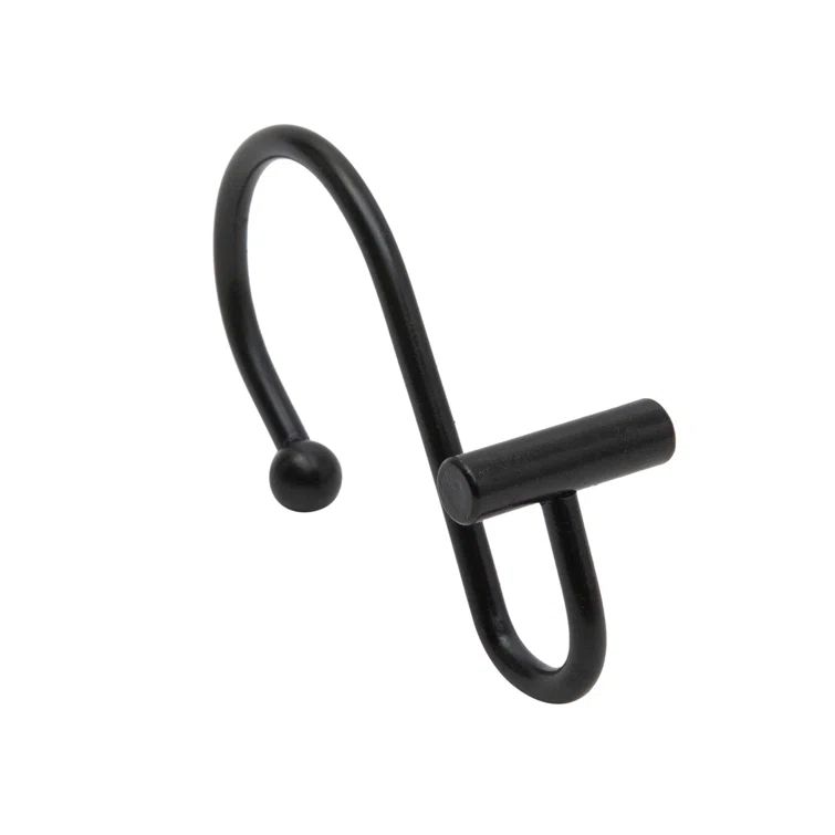 Matte Black Metal Shower Curtain Hooks Set of 12