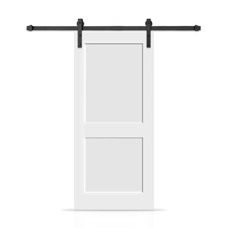 White Painted Composite Modern Sliding Barn Door Kit with Matte Black Hardware