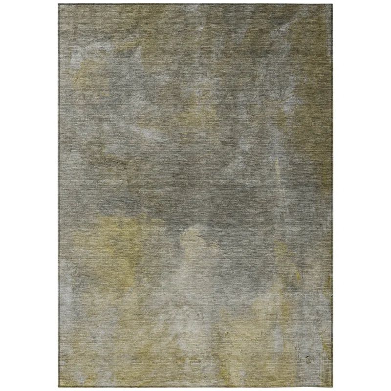 Gray and Yellow Abstract Indoor Outdoor Area Rug 3' x 5'