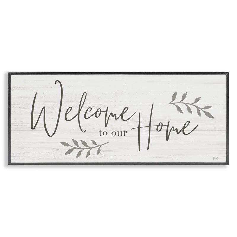 Welcome to Our Home Black Framed Rustic Wood Sign