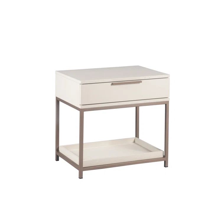 Transitional Rebel 23.5" Cream Oak Wood 1-Drawer Nightstand