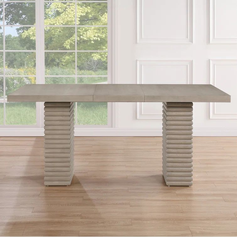 Greige Extendable Rectangular Wood Counter Height Table