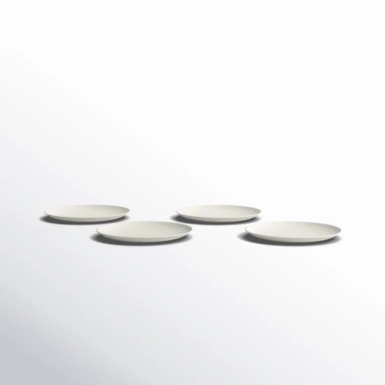 Linen Ceramic Mid-Century Modern Dinner Plates, Set of 4