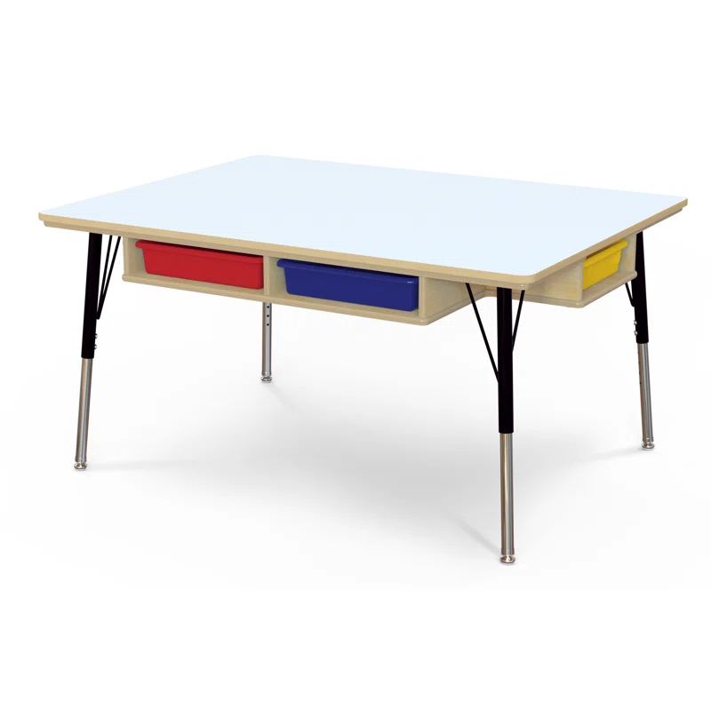 48" White Laminate Rectangle Table with Chrome Steel Legs