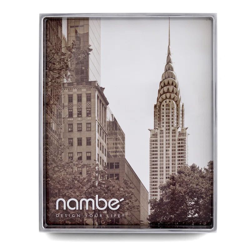 Nambe Alloy and Glass 8x10 Silver Tabletop Picture Frame
