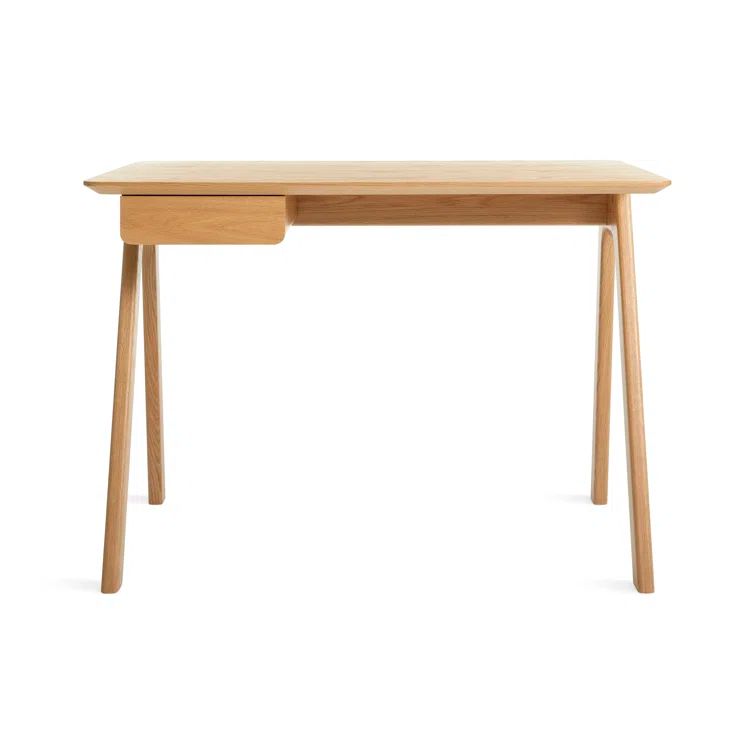 White Oak Compact Wooden Desk with Drawer