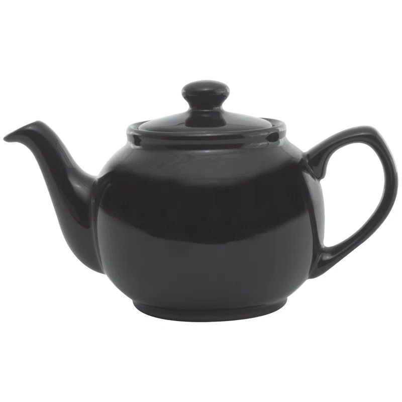 Black Ceramic English Style Teapot with Infuser, 16 oz