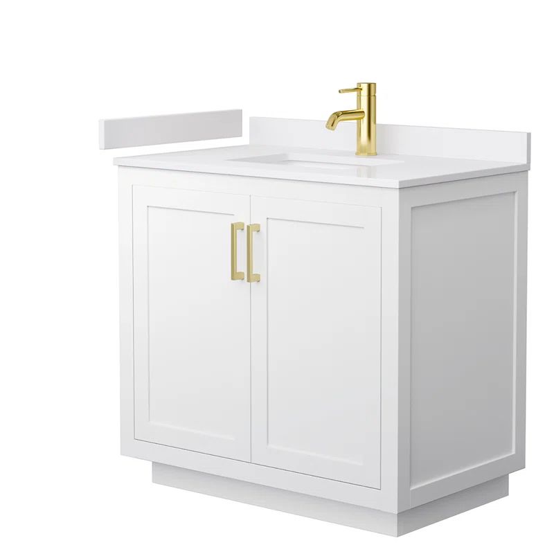 Miranda 36-inch White Cultured Marble Single Sink Vanity with Gold Hardware