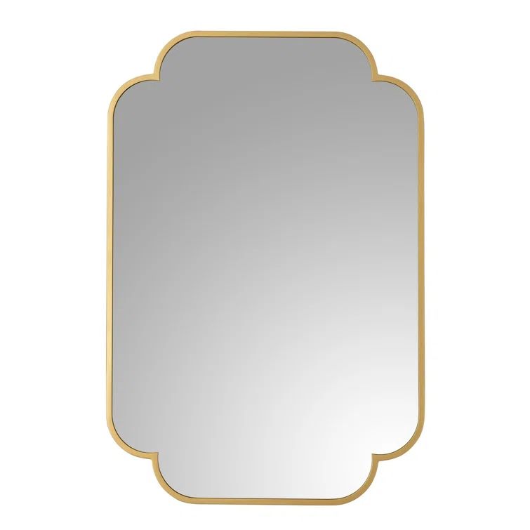 Gold Scalloped Rectangular Wood Wall Mirror 24" x 36"