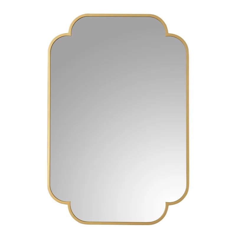 Gold Scalloped Rectangular Wood Wall Mirror 24" x 36"