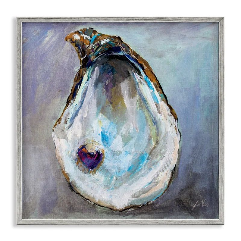 12" x 12" Gray Framed Abstract Oyster Shell Canvas Print