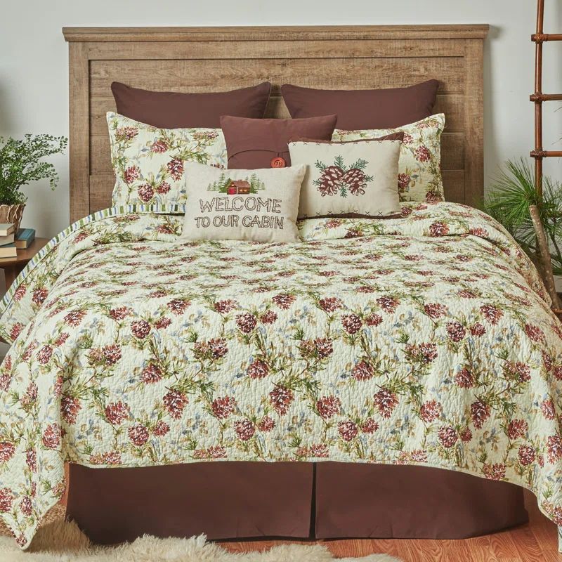 Full Blue Cotton Reversible Country Quilt Set