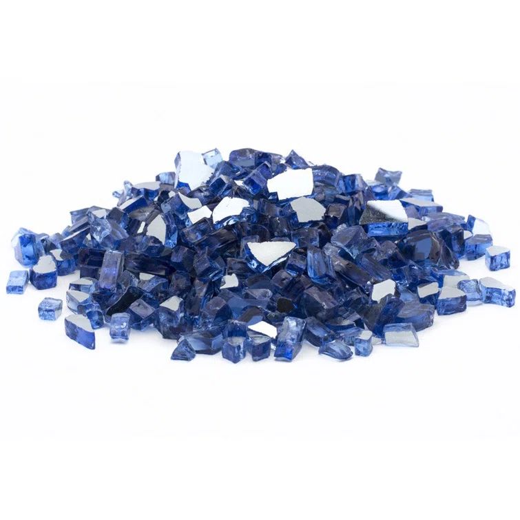 Cobalt Blue Reflective Tempered Fire Glass, 10 lb Bag