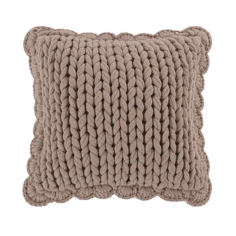 Taupe Chunky Knit Square Acrylic Throw Pillow