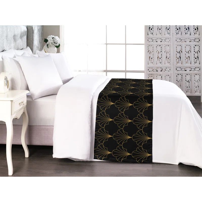 King Black and Sand Brown Satin Bed Runner