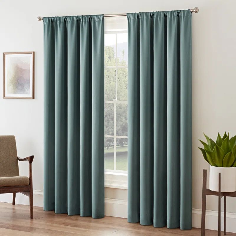 River Blue Standard Size Blackout Polyester Window Panel