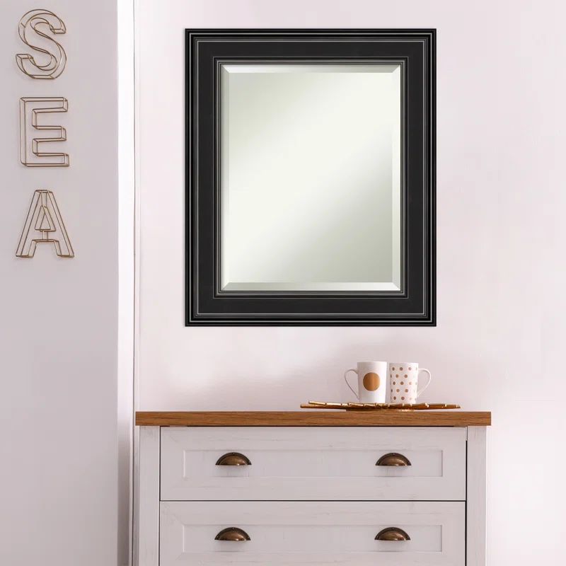 Ridge Black Rectangular Wall Mirror with Polystyrene Frame