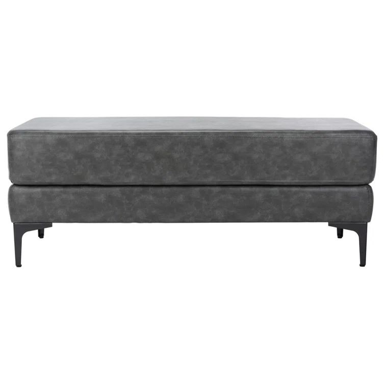 Elise Transitional Cream PU Leather and Black Wood 48" Bench
