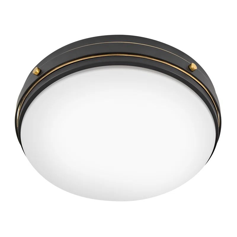 Oliver Bright Brass 3-Light LED Flush Mount with Etched Opal Shade