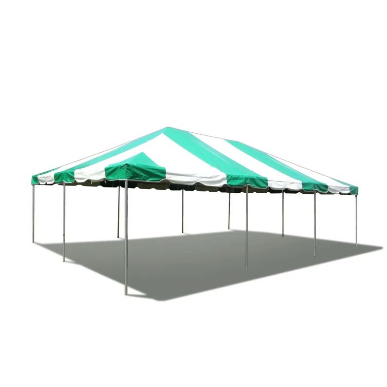 Green and White Galvanized Steel Frame Party Tent, 20' x 30'