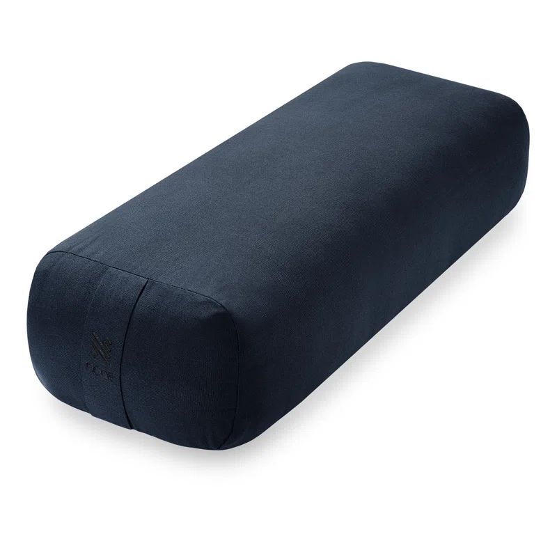 Blue Organic Cotton Rectangular Yoga Bolster, 25" x 12"