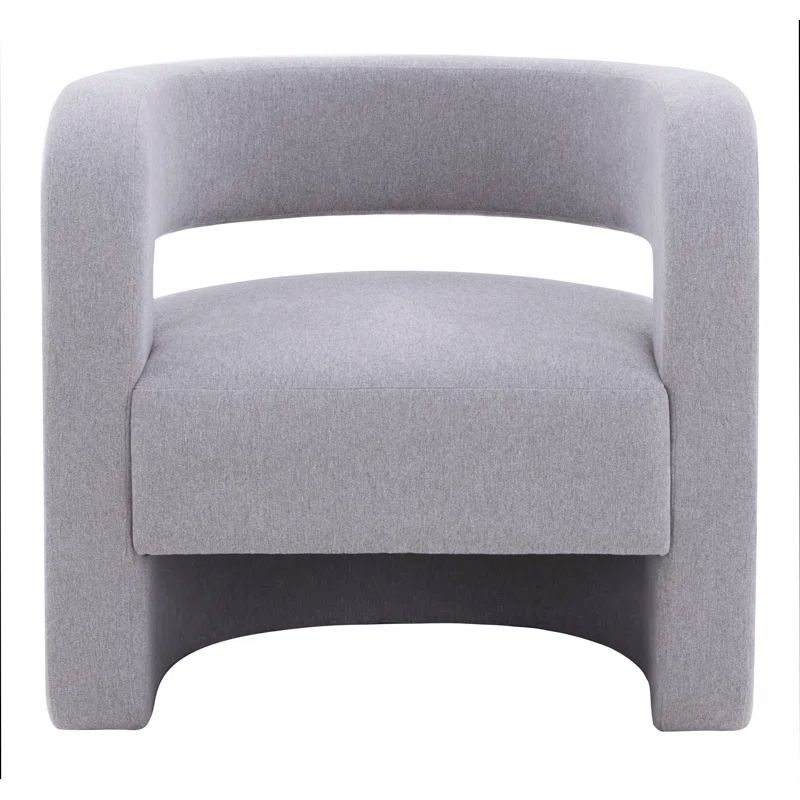 Anissa Light Grey Velvet Barrel Accent Chair with Wood Base
