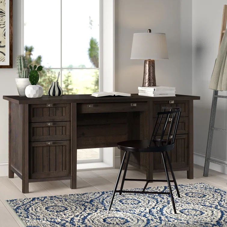 Costa Coffee Oak Executive Desk with Storage Drawers