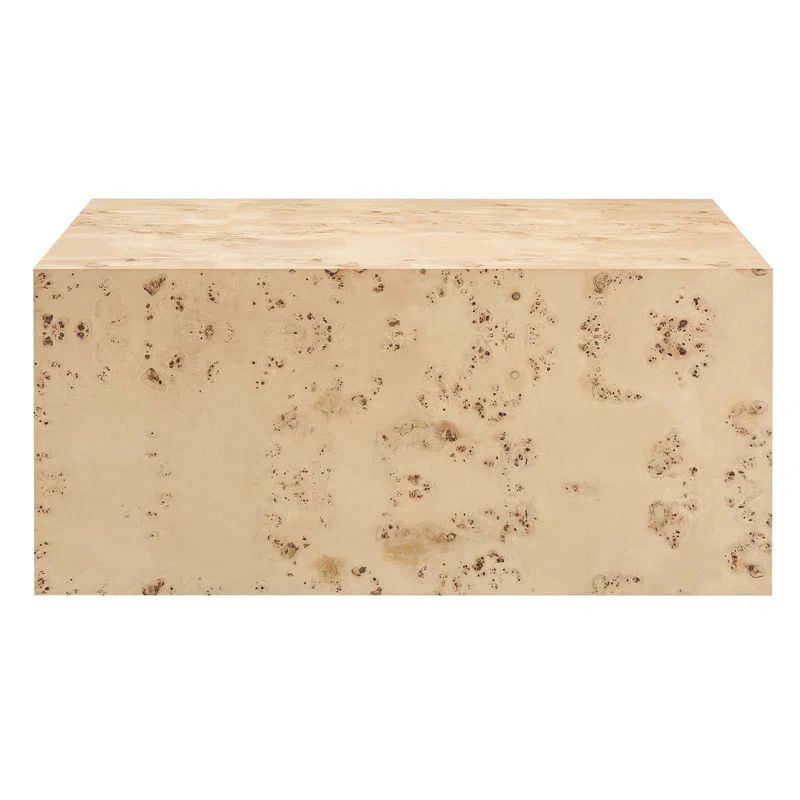 Natural Burl Wood Square Coffee Table with MDF Veneer